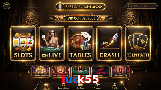 Main screen of Luck55 casino page for PK players