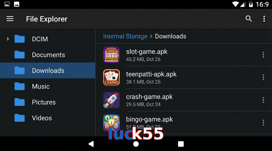 Main screen of Luck55 gameapk page for PK players